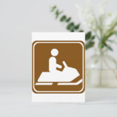 スノーモービルのトレイル道路標識 ポストカード (スタンド正面)