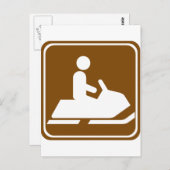 スノーモービルのトレイル道路標識 ポストカード (正面/裏面)