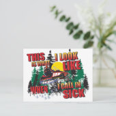 スノーモービルのユーモア/病気で電話 ポストカード (スタンド正面)