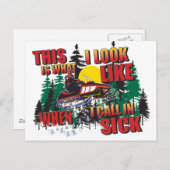 スノーモービルのユーモア/病気で電話 ポストカード (正面/裏面)