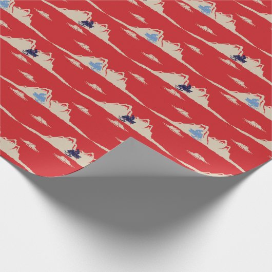 スノーモービルの山パターン(の模様が)ある々冬のクリスマス ラッピングペーパー (角)