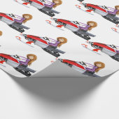 スノーモービルの漫画の女の子 ラッピングペーパー (角)