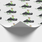 スノーモービルの漫画の男の子 ラッピングペーパー (角)