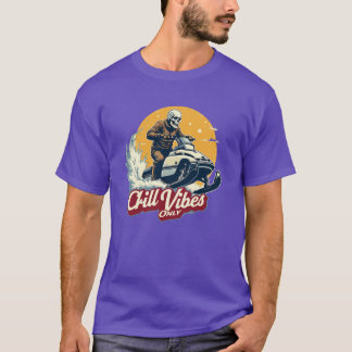 スノーモービルを運転するヴィンテージスケルトン Tシャツ