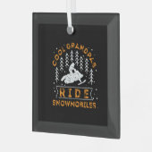 スノーモービルカッコいい- Grandpas Ride Snowmobiles ガラスオーナメント (正面左)