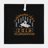 スノーモービルカッコいい- Grandpas Ride Snowmobiles ガラスオーナメント (裏面)