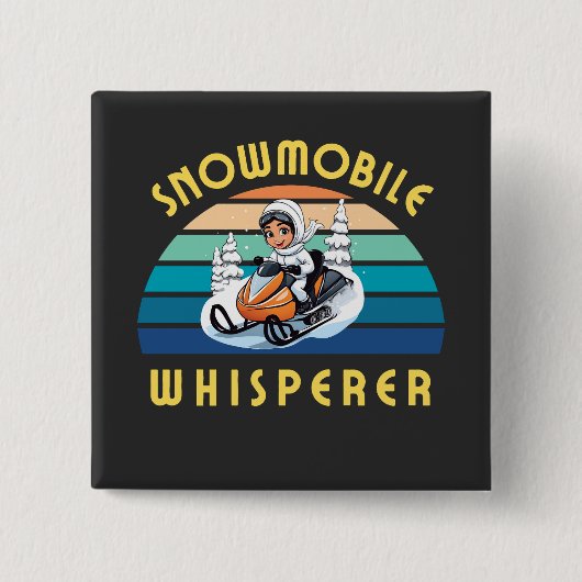 スノーモービルガールの冬の休日 缶バッジ (正面)