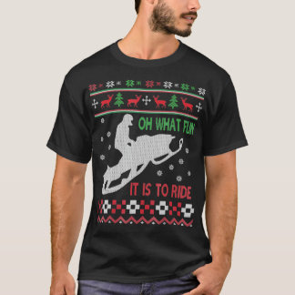 スノーモービルクリスマスセーターおもしろいサンタクリスマスギフト Tシャツ