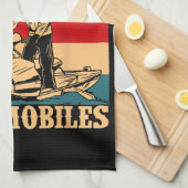 スノーモービルクールに乗るグランパス乗りスノーモービルSnowmobile Snowmob キッチンタオル (四つ折り)