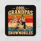 スノーモービルクールに乗るグランパス乗りスノーモービルSnowmobile Snowmob スクエア名刺 (裏面)