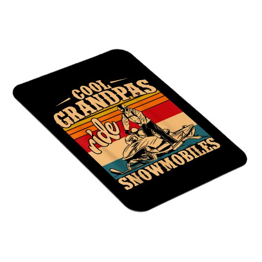 スノーモービルクールに乗るグランパス乗りスノーモービルSnowmobile Snowmob マグネット (右側)