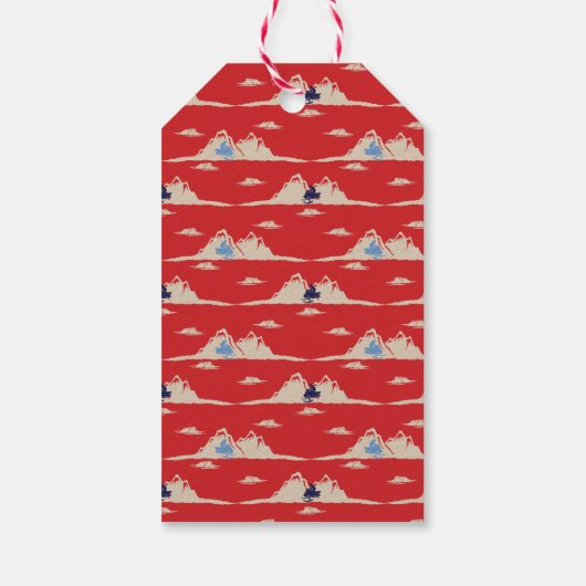 スノーモービルグラフィックヴィンテージスタイルクリスマス ギフトタグ (裏面)