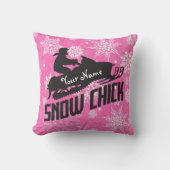 スノーモービルスノーシックピンクスノーフレーク クッション (正面)