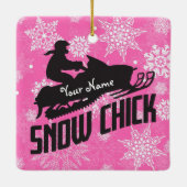 スノーモービルスノーシックピンクスノーフレーク セラミックオーナメント (裏面)