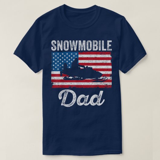 スノーモービルパパアメリおもしろいカ国旗Snowmobiling Sn Tシャツ (デザイン正面)