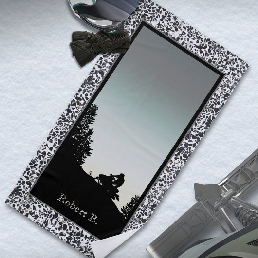 スノーモービルペブル白黒 ビーチタオル