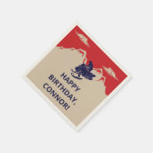 スノーモービル冬をテーマにした男の子の誕生日パーティー スタンダードカクテルナプキン (角)