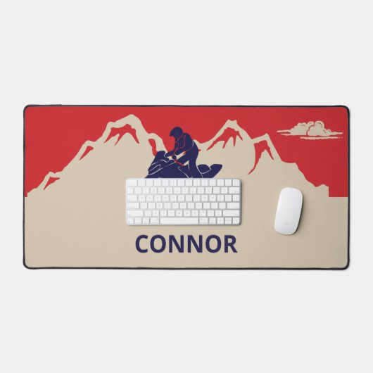 スノーモービル冬をテーマパーソナライズされたにした デスクマット (キーボード&マウス)