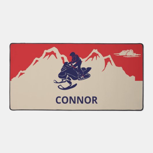 スノーモービル冬をテーマパーソナライズされたにした デスクマット (正面)