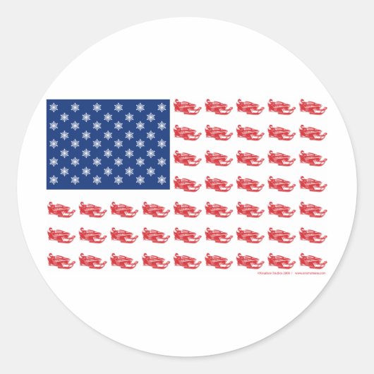 スノーモービル国旗 ラウンドシール (正面)