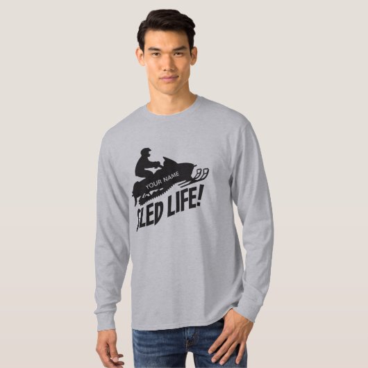 スノーモービル式そり付きライフライダー Tシャツ (正面フル)