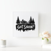 スノーモービル得 – 雪 スクエア壁時計 (ホーム)