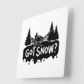 スノーモービル得 – 雪 スクエア壁時計 (傾斜)