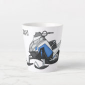 スノーモービル漫画イラストレーション カフェラテマグ (正面)