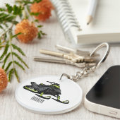 スノーモービル漫画イラストレーション キーホルダー (正面右)