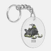 スノーモービル漫画イラストレーション キーホルダー (正面左)