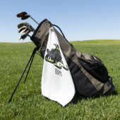 スノーモービル漫画イラストレーション ゴルフタオル (グリーン)