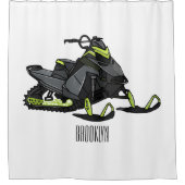 スノーモービル漫画イラストレーション シャワーカーテン (正面)