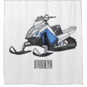 スノーモービル漫画イラストレーション シャワーカーテン (正面)