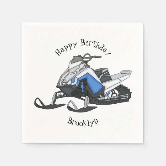 スノーモービル漫画イラストレーション スタンダードカクテルナプキン (正面)