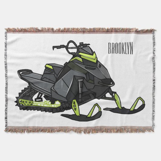 スノーモービル漫画イラストレーション スローブランケット (正面)
