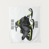 スノーモービル漫画イラストレーション タペストリー (正面)