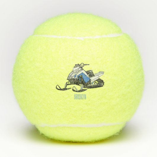 スノーモービル漫画イラストレーション テニスボール (正面)