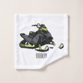 スノーモービル漫画イラストレーション バスタオルセット (ウォッシュタオル)