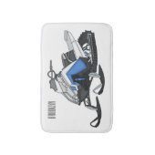 スノーモービル漫画イラストレーション バスマット (正面縦)