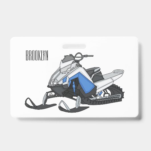 スノーモービル漫画イラストレーション バッジ (正面)