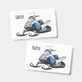 スノーモービル漫画イラストレーション バッジ (正面＆裏面)