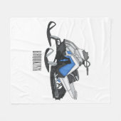 スノーモービル漫画イラストレーション フリースブランケット (正面(横))