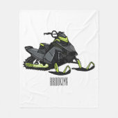 スノーモービル漫画イラストレーション フリースブランケット (正面)