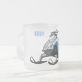 スノーモービル漫画イラストレーション フロストグラスマグカップ (正面左)