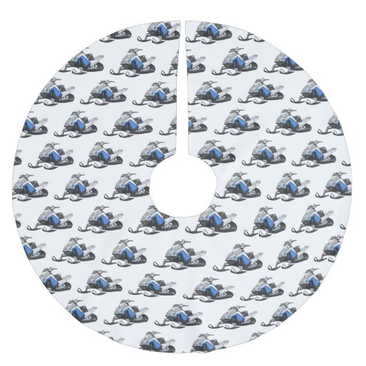 スノーモービル漫画イラストレーション ブラッシュドポリエステルツリースカート (正面)