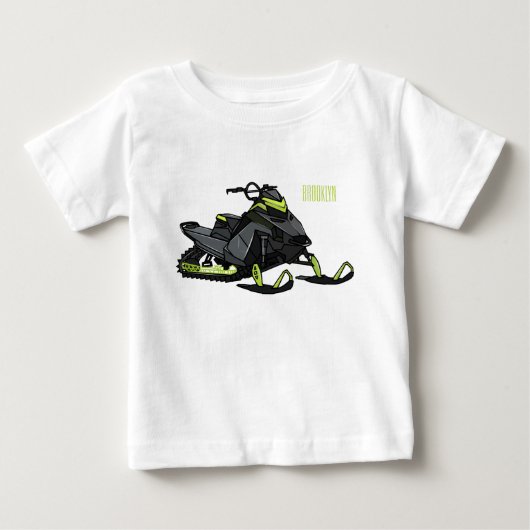 スノーモービル漫画イラストレーション ベビーTシャツ (正面)