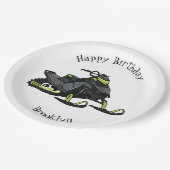 スノーモービル漫画イラストレーション ペーパープレート (アングル)