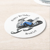 スノーモービル漫画イラストレーション ラウンドペーパーコースター (アングル)