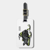 スノーモービル漫画イラストレーション ラゲッジタグ (正面縦)