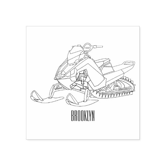 スノーモービル漫画イラストレーション ラバースタンプ (インプリント)